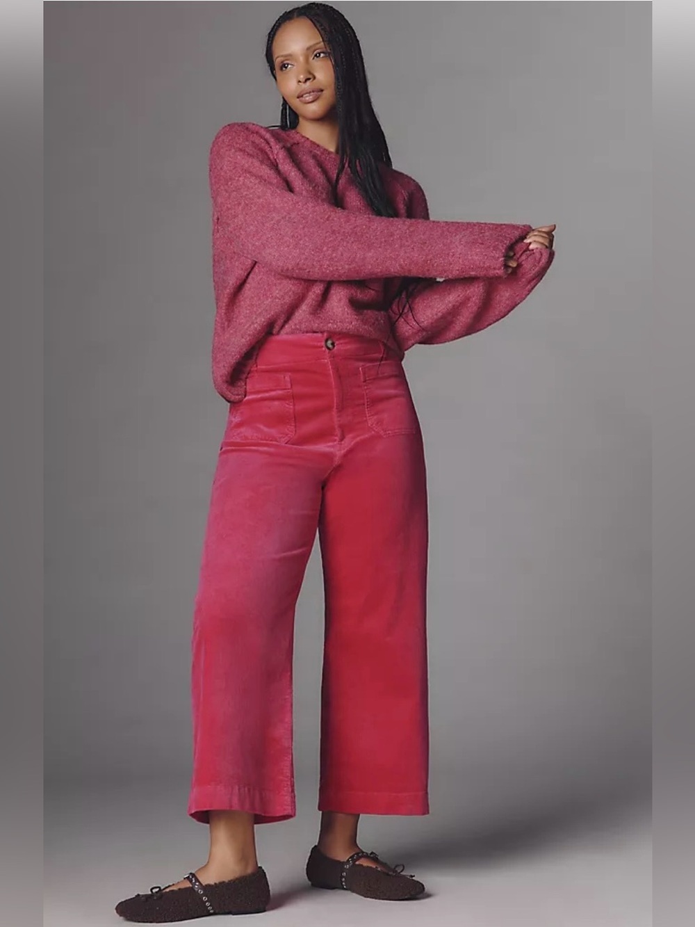 Maeve Colette Wide Leg Tall Pink Velvet size 30T